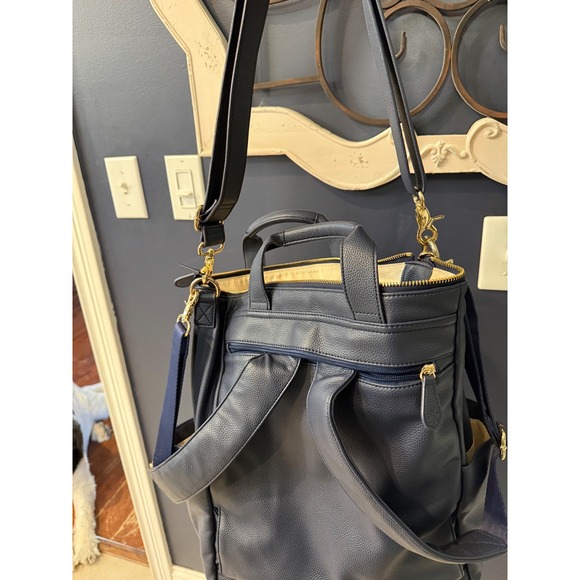 Lily Jade Anna Navy Blue Vegan Leather Diaper Bag Backpack Crossbody Tote - Picture 7 of 17
